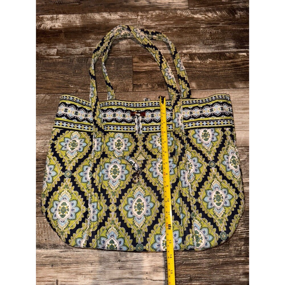 Vera Bradley Large Shoulder Bag Tote in Cambridge Blue & Green